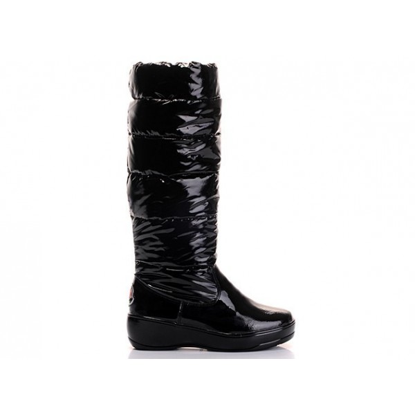 Moncler Moda pelle verniciata Simple nero caldo Stivaletti uscita